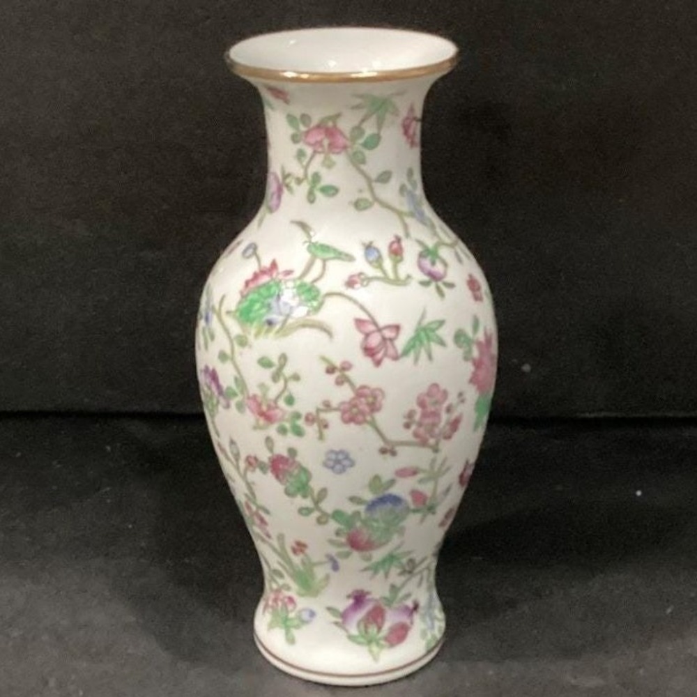 Nora Fenton Designs Mille Fleur Decorated Porcelain Asian Vase 308-1 Vintage - Picture 10 of 11